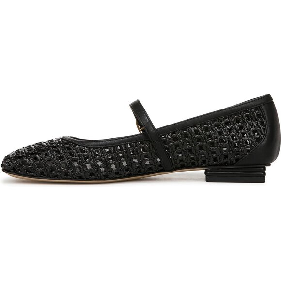 Franco Sarto Womens Black Open Weave Faux Leather Tinsley Mary Jane Ballet Flats - Picture 9 of 9